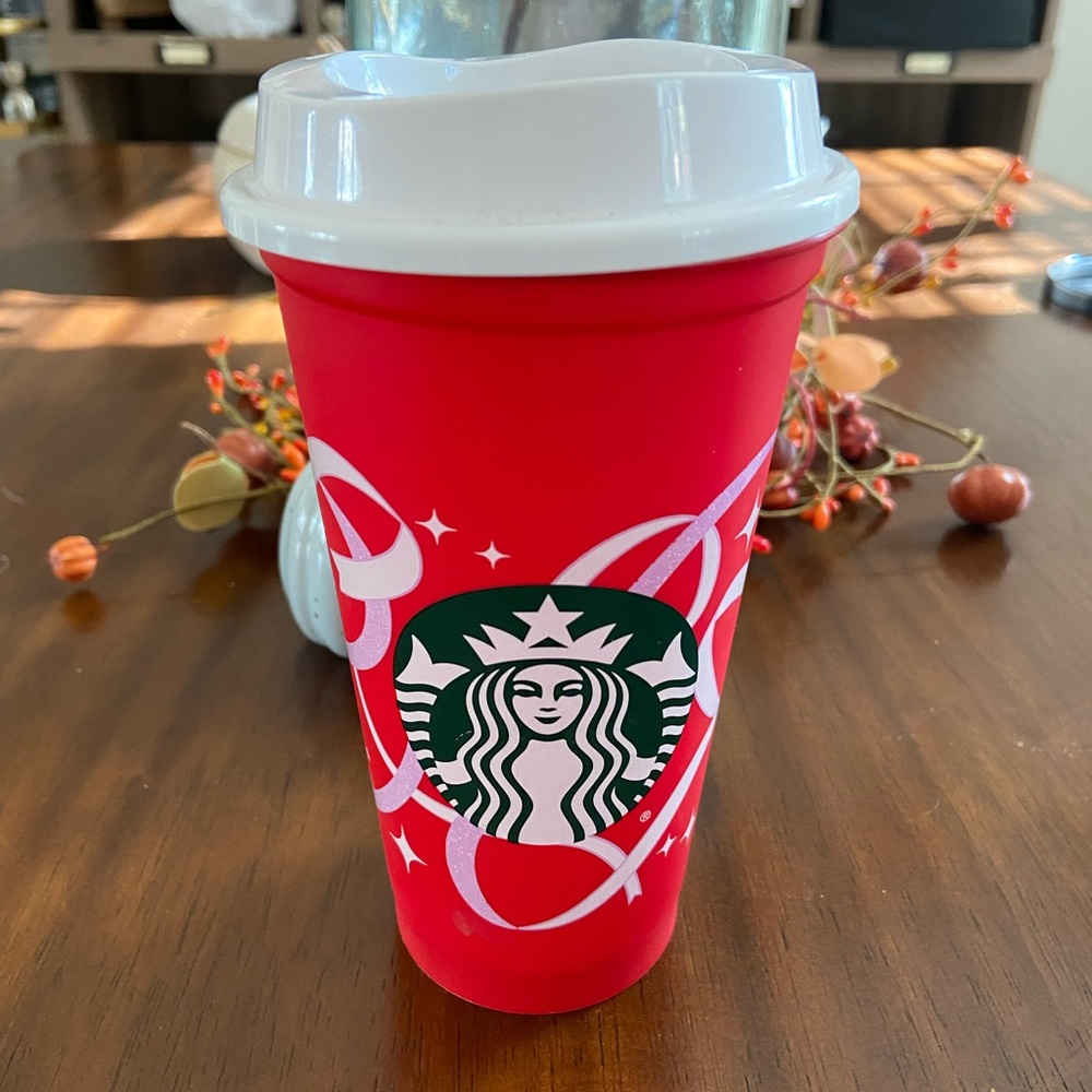 Starbucks 50th anniversary reusable red cup.